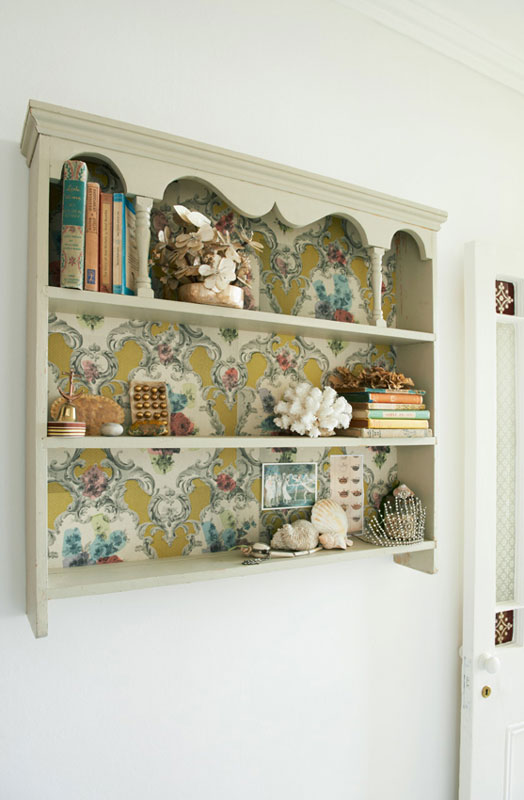 How to Wallpaper the Back of a Bookcase  StepbyStep  The Homes I Have  Made